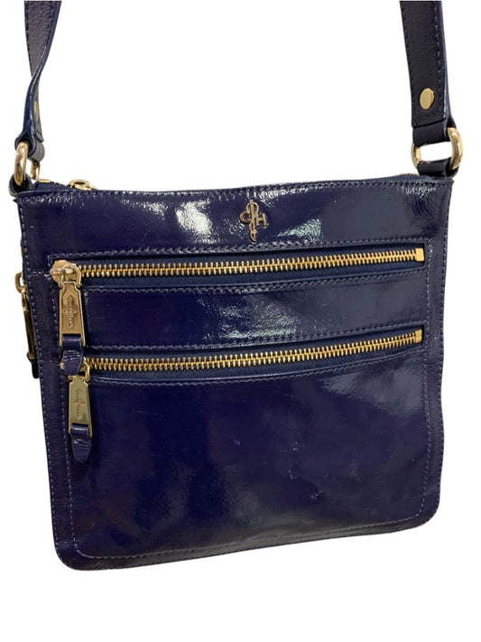 Cole Haan Navy Blue Patent Leather Crossbody Bag Organizational Jitney Sheila