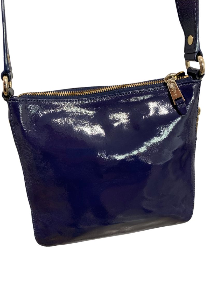 Cole Haan Navy Blue Patent Leather Crossbody Bag Organizational Jitney Sheila
