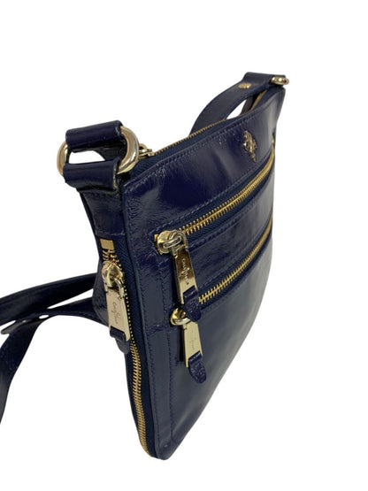 Cole Haan Navy Blue Patent Leather Crossbody Bag Organizational Jitney Sheila