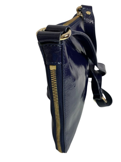 Cole Haan Navy Blue Patent Leather Crossbody Bag Organizational Jitney Sheila
