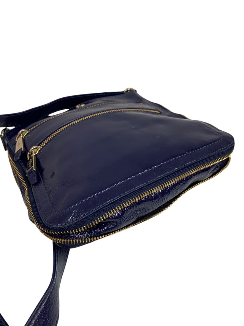 Cole Haan Navy Blue Patent Leather Crossbody Bag Organizational Jitney Sheila