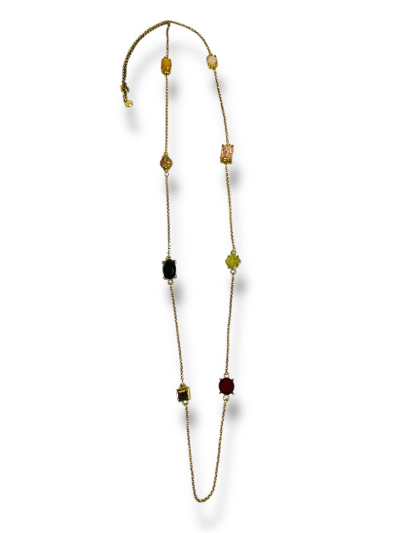 Loft Goldtone Necklace 34" Multicolor Glass Spring Clasp