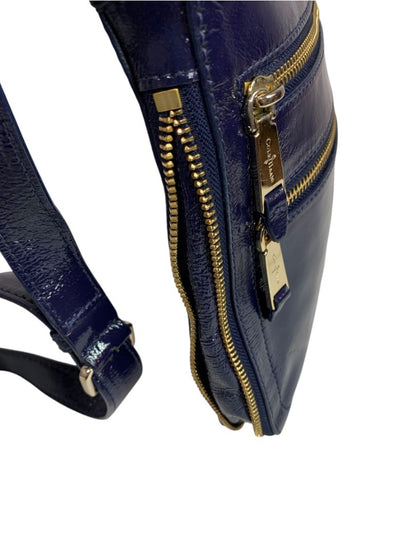 Cole Haan Navy Blue Patent Leather Crossbody Bag Organizational Jitney Sheila
