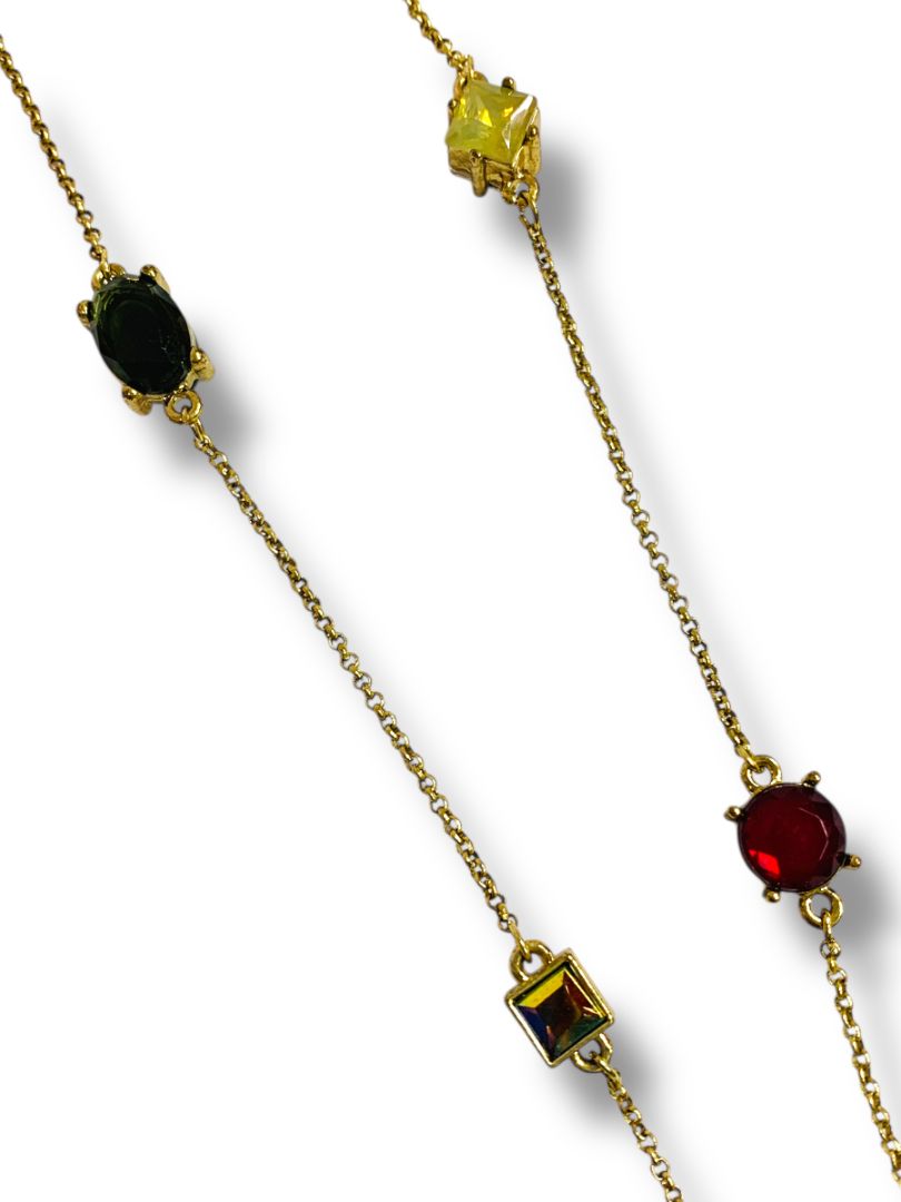 Loft Goldtone Necklace 34" Multicolor Glass Spring Clasp