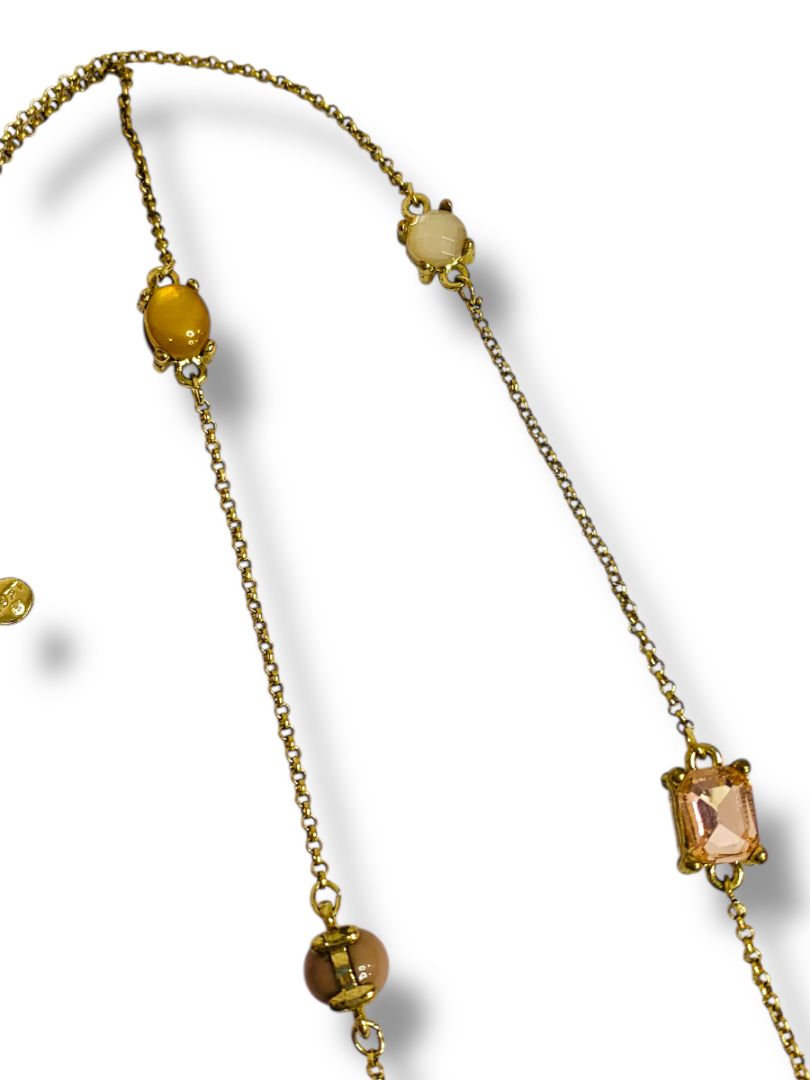 Loft Goldtone Necklace 34" Multicolor Glass Spring Clasp