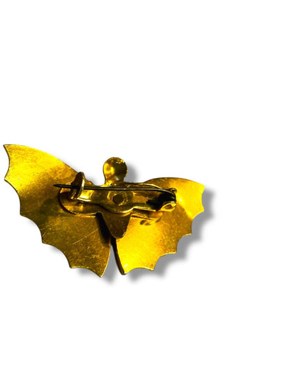 1970s Goldtone and Shell Butterfly Brooch Pin 1.75"
