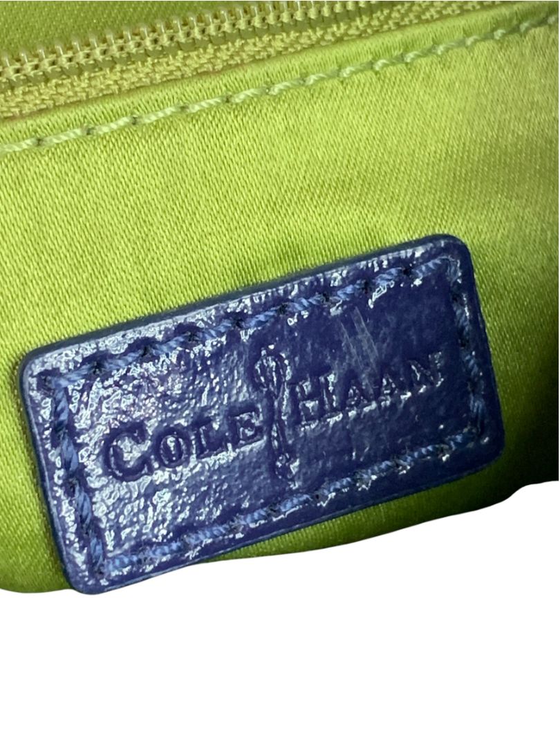 Cole Haan Navy Blue Patent Leather Crossbody Bag Organizational Jitney Sheila