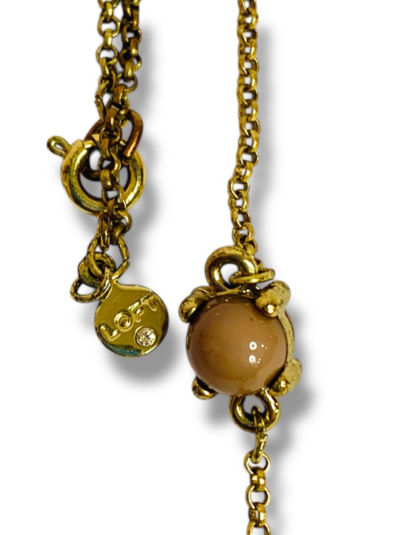 Loft Goldtone Necklace 34" Multicolor Glass Spring Clasp