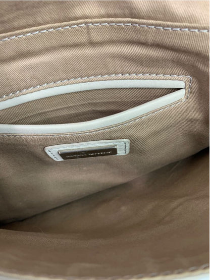 Banana Republic Gray Leather Clutch Purse Silvertone Trim  Magnetic Closure