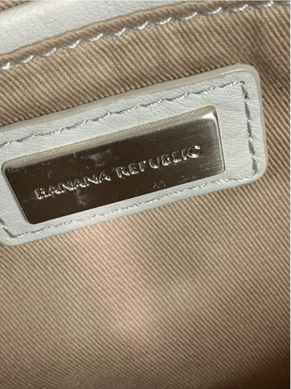 Banana Republic Gray Leather Clutch Purse Silvertone Trim  Magnetic Closure