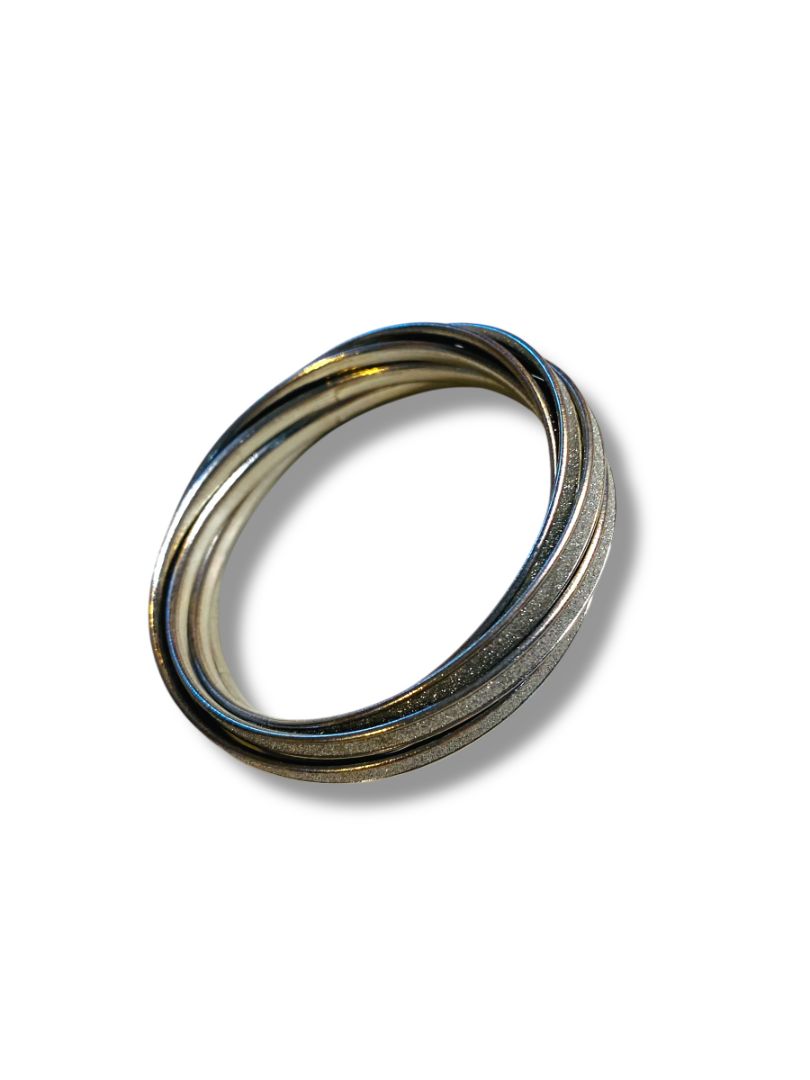 Silvertone Sparkle Interlocking Bangles Bracelet 2.5" Inside Diameter