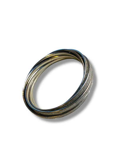 Silvertone Sparkle Interlocking Bangles Bracelet 2.5" Inside Diameter