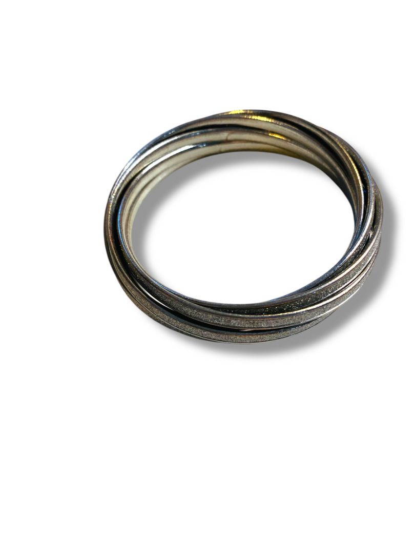Silvertone Sparkle Interlocking Bangles Bracelet 2.5" Inside Diameter