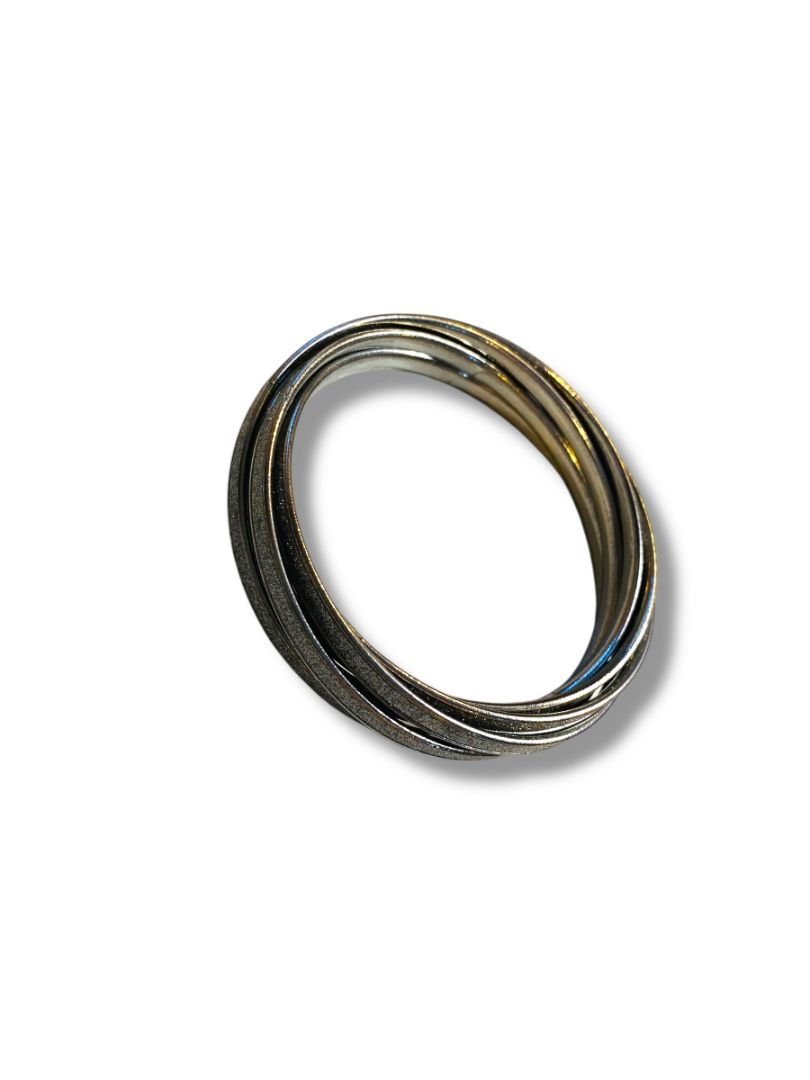 Silvertone Sparkle Interlocking Bangles Bracelet 2.5" Inside Diameter