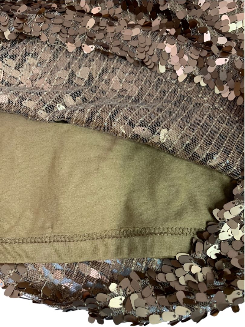 Large Ark & Co Copper Sequin Half Sleeve Scoop Back Dress Fitted