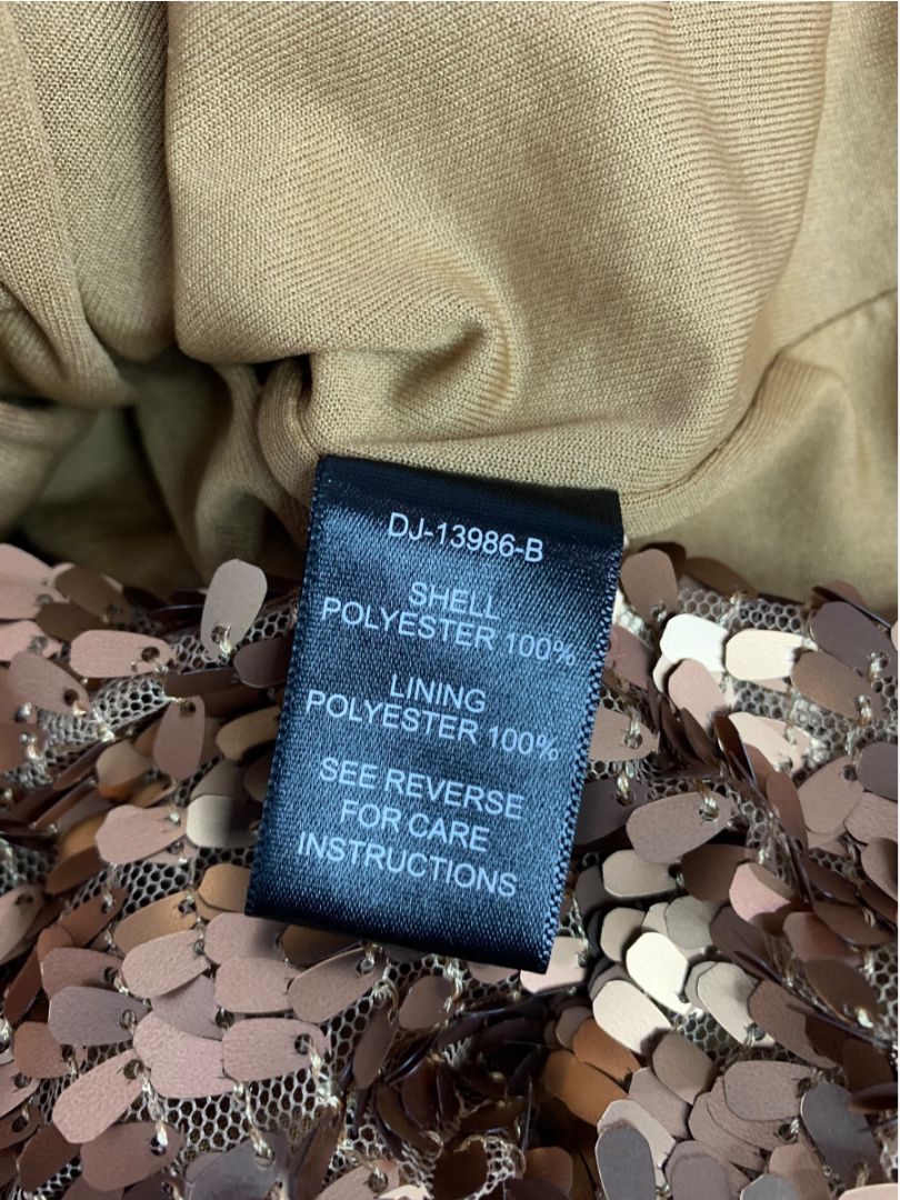 Large Ark & Co Copper Sequin Half Sleeve Scoop Back Dress Fitted
