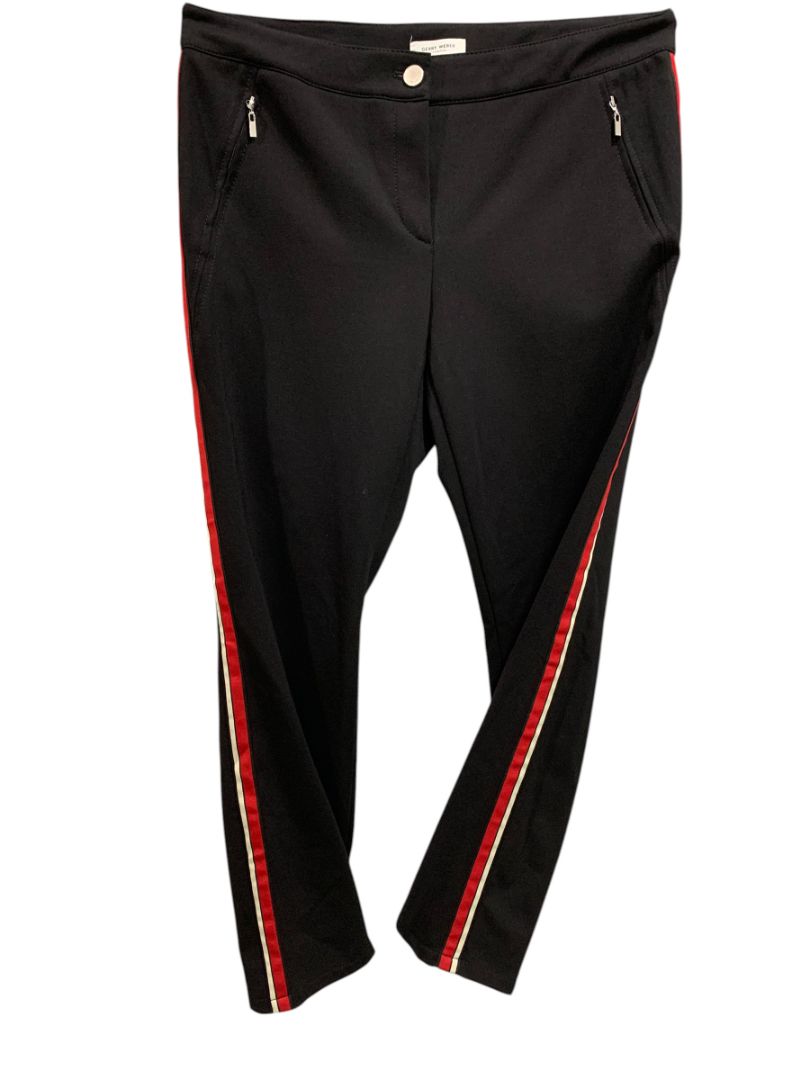Size 42 (12 US) Gerry Weber Collection Black Side Stripe Red Scuba Fabric Pants