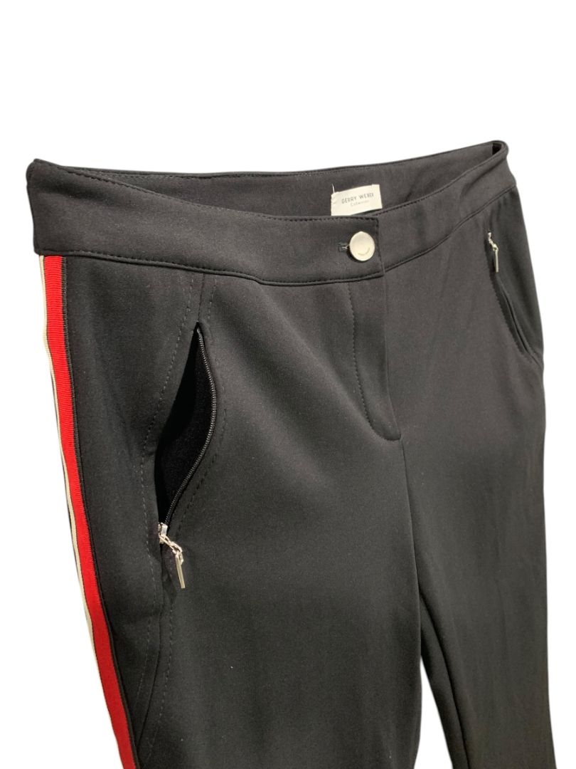 Size 42 (12 US) Gerry Weber Collection Black Side Stripe Red Scuba Fabric Pants