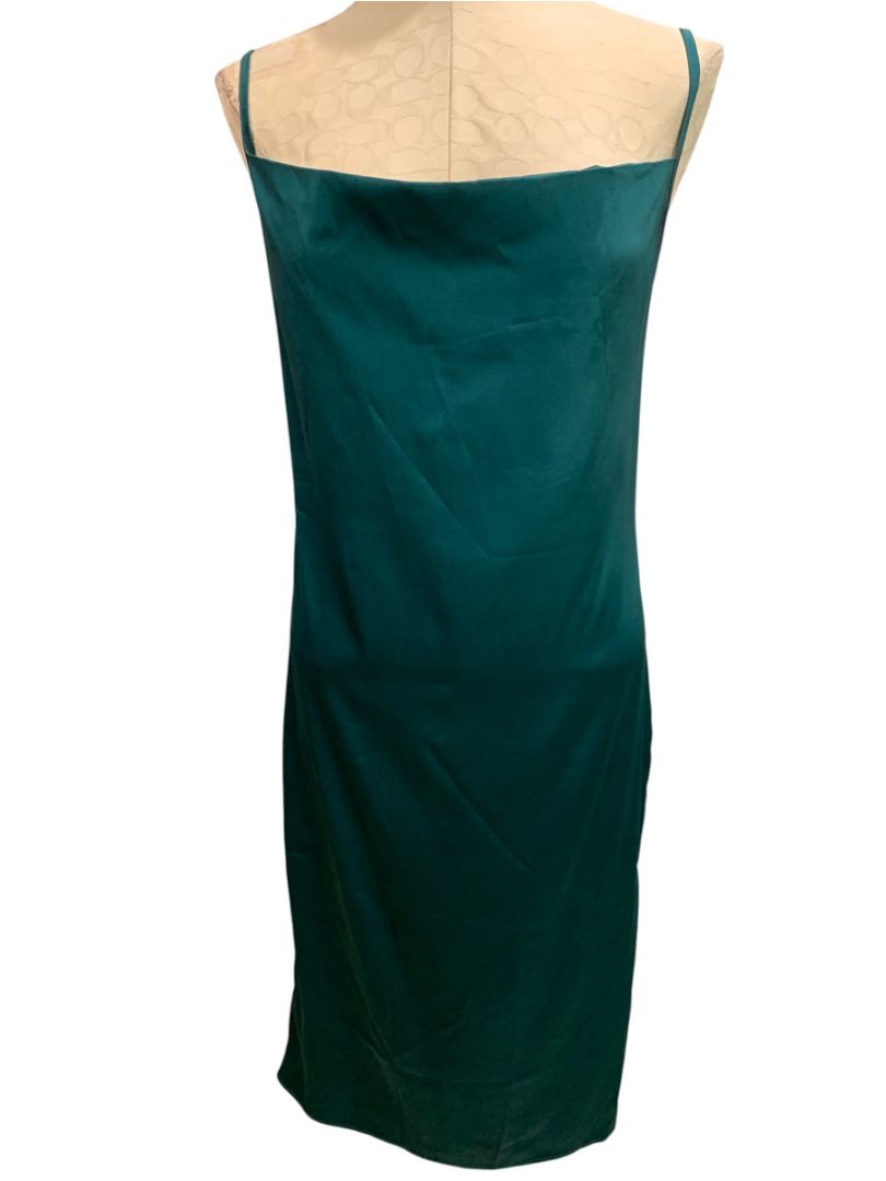 Medium Womens Emerald Green Silky Midi Slip Dress