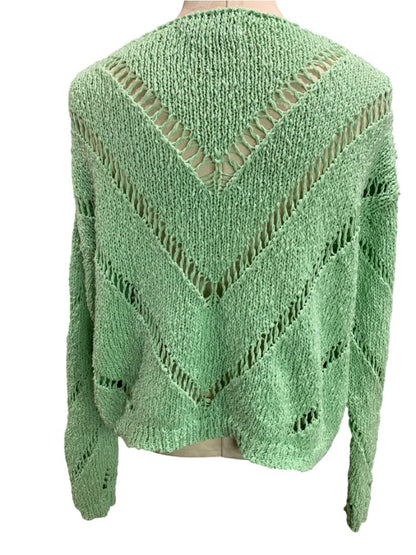 Medium Vintage Havana Womens Green Loose Open Knit Sweater