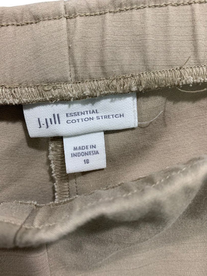Size 16 J.Jill Essential Cotton Stretch Brown Womens Pull On Pants Zip Pockets