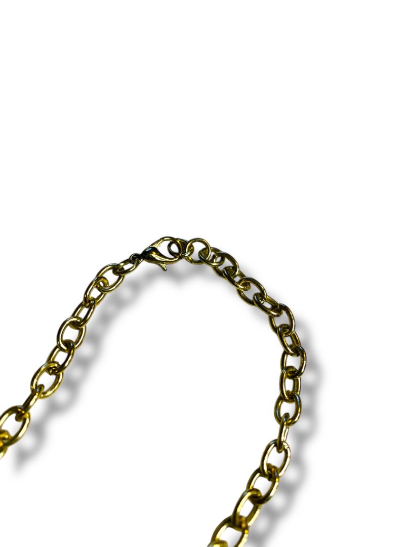 Goldtone Link Bracelet 7.75" Charm "Di" Lobster Clasp