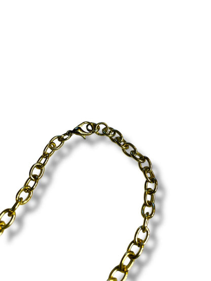 Goldtone Link Bracelet 7.75" Charm "Di" Lobster Clasp