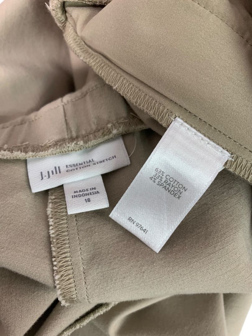 Size 16 J.Jill Essential Cotton Stretch Brown Womens Pull On Pants Zip Pockets
