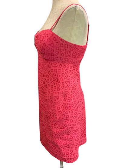 Size 2 Lilly Pulitzer Karina Hot Pink Lace Overlay Dress Lipstick Pink