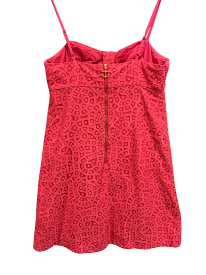 Size 2 Lilly Pulitzer Karina Hot Pink Lace Overlay Dress Lipstick Pink