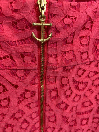 Size 2 Lilly Pulitzer Karina Hot Pink Lace Overlay Dress Lipstick Pink