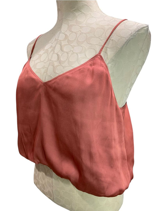 Large Reset Womens Silky Balloon Camisole Shirt Salmon Lined