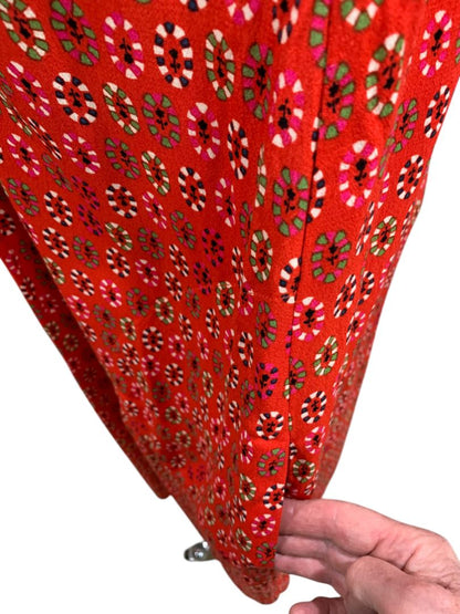 Size 14 Maeve by Anthropologie Red Floral Button Up Midi Dress Pockets