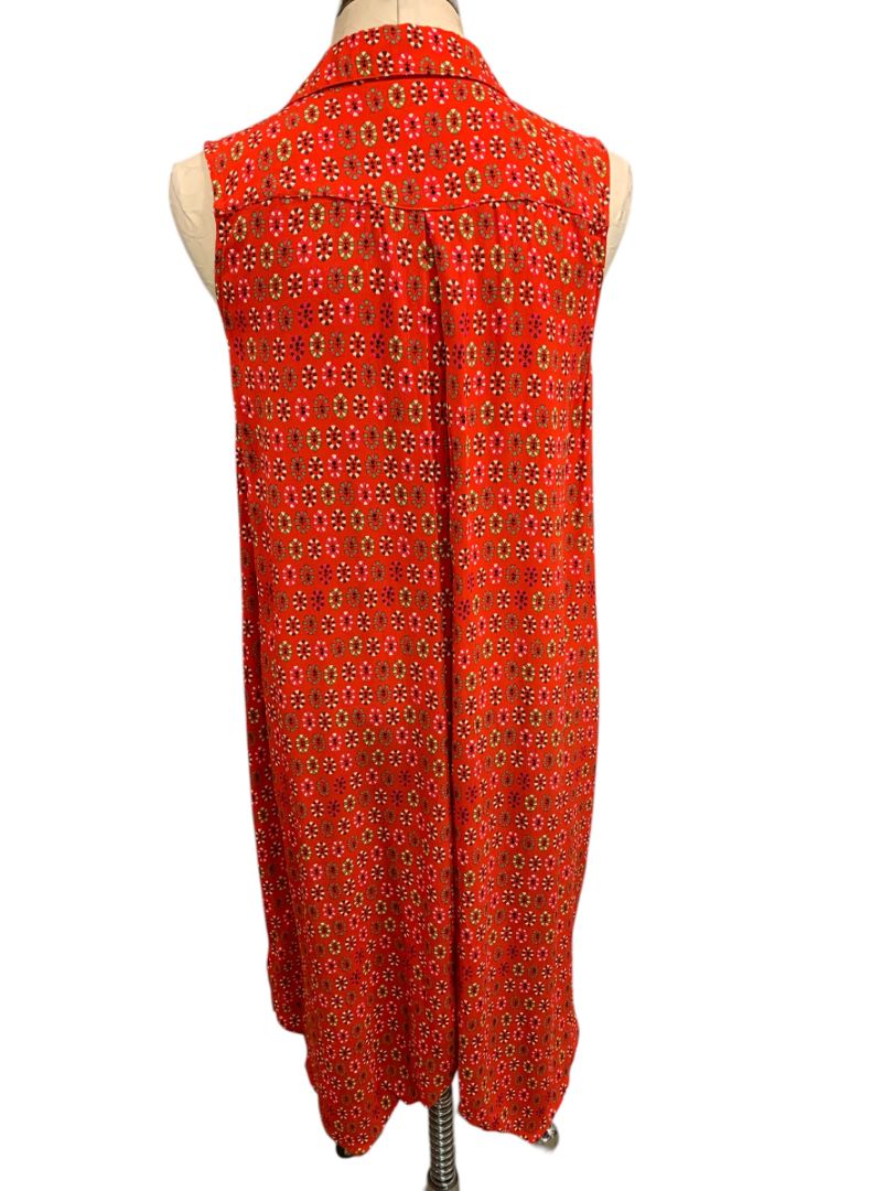 Size 14 Maeve by Anthropologie Red Floral Button Up Midi Dress Pockets