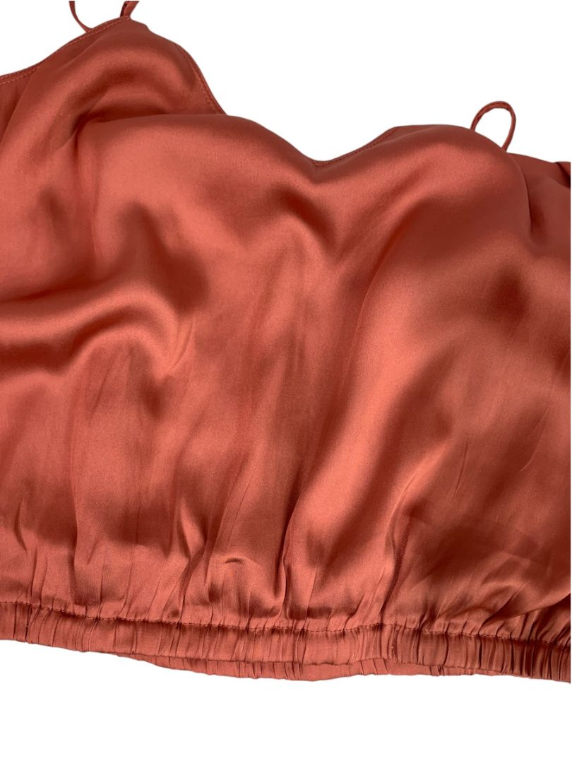 Large Reset Womens Silky Balloon Camisole Shirt Salmon Lined
