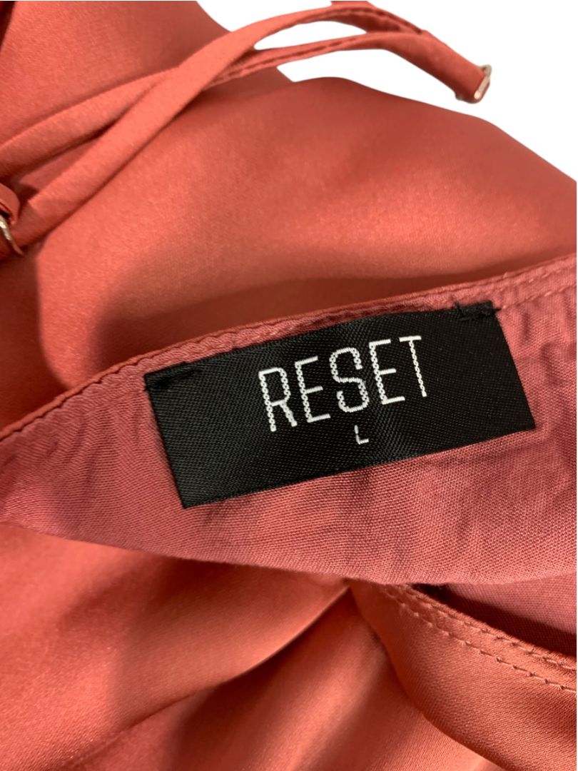 Large Reset Womens Silky Balloon Camisole Shirt Salmon Lined