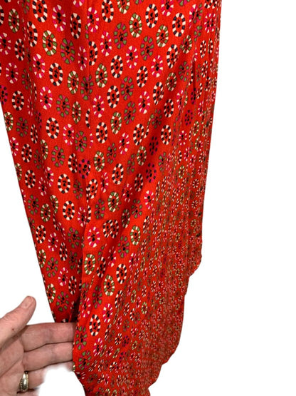 Size 14 Maeve by Anthropologie Red Floral Button Up Midi Dress Pockets
