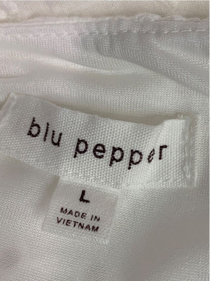 Large Blu Pepper Womens White Eyelet Blouson Shirt Balloon