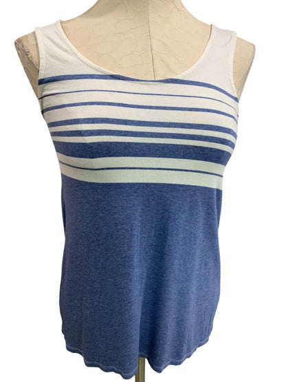 Size XS Redhaute Womens Soft Blue White Striped Tank Petal Back