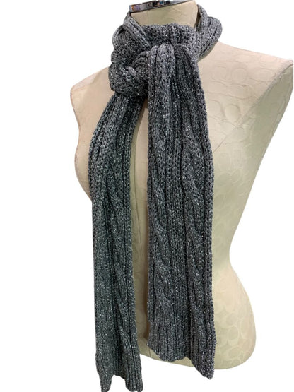 J.Crew Gray Silver Metallic Sweater Knit Scarf 76" x 6"