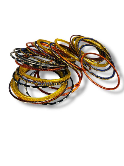Lot of 34 Assorted Bangle Bracelets Small 2" Inside Diameter Orange Yellow Brown