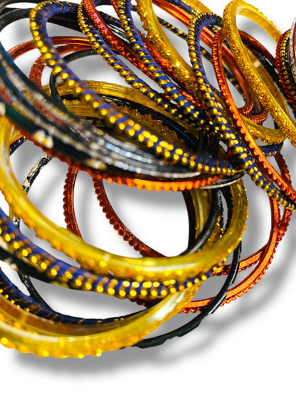 Lot of 34 Assorted Bangle Bracelets Small 2" Inside Diameter Orange Yellow Brown