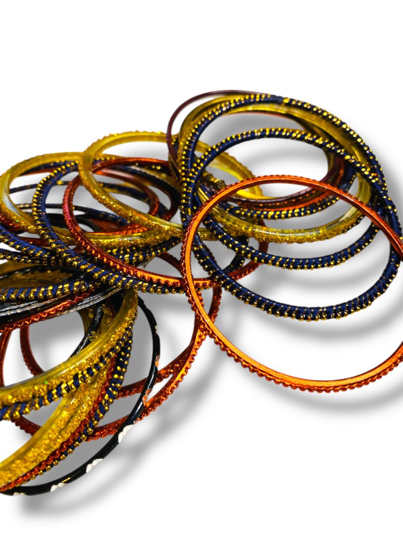 Lot of 34 Assorted Bangle Bracelets Small 2" Inside Diameter Orange Yellow Brown
