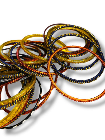 Lot of 34 Assorted Bangle Bracelets Small 2" Inside Diameter Orange Yellow Brown