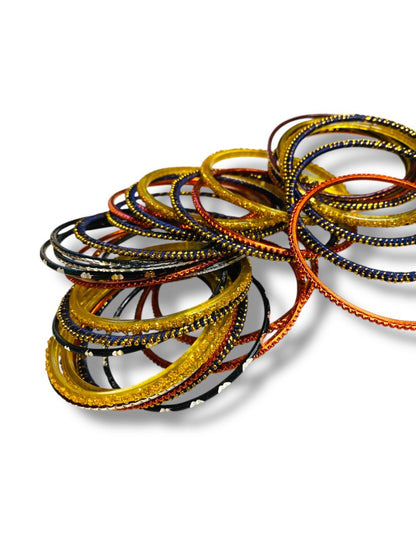 Lot of 34 Assorted Bangle Bracelets Small 2" Inside Diameter Orange Yellow Brown