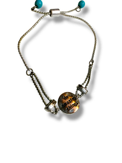 Silvertone Adjustable Slide Bracelet "Do Amazing Things"