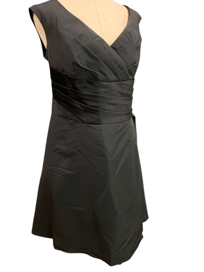 Size 18 Davids Bridal New Black Satin Ruched Waist Dress Knee Length