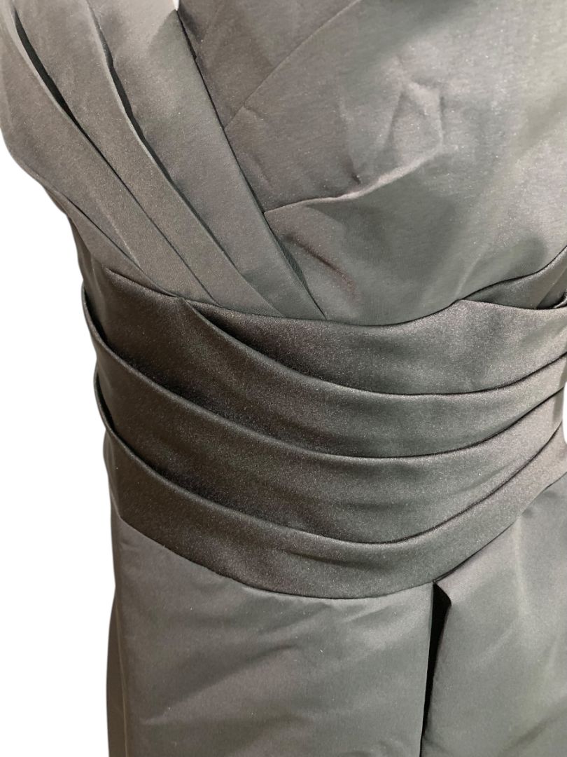 Size 18 Davids Bridal New Black Satin Ruched Waist Dress Knee Length