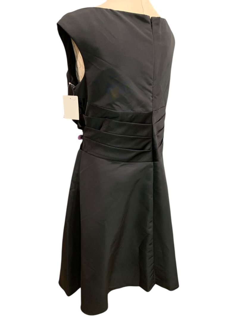 Size 18 Davids Bridal New Black Satin Ruched Waist Dress Knee Length