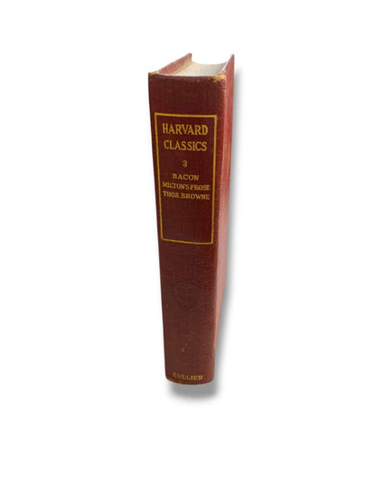 Harvard Classics 3 Bacon Miltons Prose Thos Brown 1909 Hardcover Book